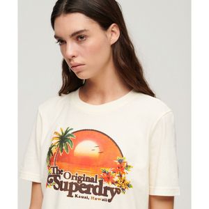 T-shirt Travel Souvenir SUPERDRY. Katoen materiaal. Maten 40 FR - 38 EU. Beige kleur