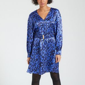 Bedrukte korte jurk, ceintuur VERO MODA. Polyester materiaal. Maten S. Blauw kleur