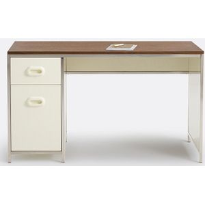 Cooven - Bureau - Ecru - Fineer Notenhout - Retro Ontwerp