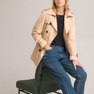 Halflange trenchcoat met knoopsluiting LA REDOUTE COLLECTIONS. Katoen materiaal. Maten 42 FR - 40 EU. Beige kleur