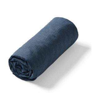 Hoeslaken in gewassen linnen, Elina AM.PM. Gewassen linnen materiaal. Maten 140 x 190 cm. Blauw kleur