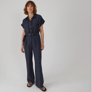 Jumpsuit in lyocell/linnen, Signature ENEA LA REDOUTE COLLECTIONS. Tencel/lyocell materiaal. Maten 40 FR - 38 EU. Blauw kleur