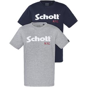 Set van 2 t-shirts met ronde hals en logo Schott SCHOTT. Katoen materiaal. Maten XL. Blauw kleur