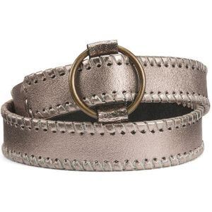 Riem in geweven leer Minina PIECES. Leer materiaal. Maten 85 cm. Grijs kleur