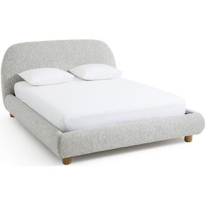 Organisch bed met bedbodem, Aude design E.Gallina AM.PM. Stof materiaal. Maten 160 x 200 cm. Beige kleur