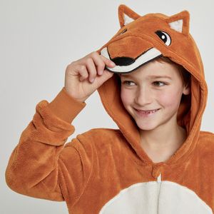 Onesie met kap vos LA REDOUTE COLLECTIONS. Polyester materiaal. Maten 12 jaar - 150 cm. Kastanje kleur