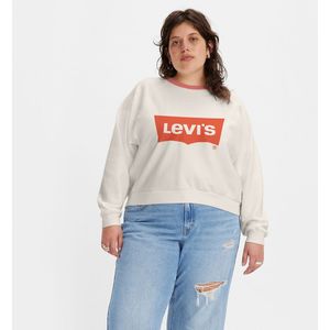 Cropped sweater, logo vooraan LEVI’S PLUS. Katoen materiaal. Maten 48/50 FR - 46/48 EU. Wit kleur