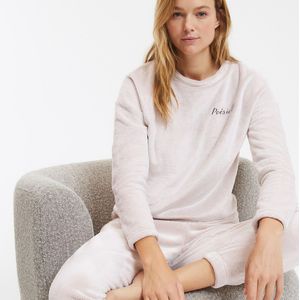 Pyjama in fleecetricot LA REDOUTE COLLECTIONS. Fleece tricot materiaal. Maten 50/52 FR - 48/50 EU. Beige kleur