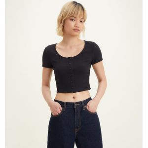 Cropped T-shirt met boothals LEVI'S. Katoen materiaal. Maten L. Zwart kleur