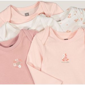 Set van 5 rompertjes met lange mouwen LA REDOUTE COLLECTIONS. Katoen materiaal. Maten 6 mnd - 67 cm. Roze kleur