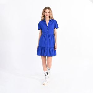 Hemdjurk met korte mouwen LILI SIDONIO. Polyester materiaal. Maten XL. Blauw kleur