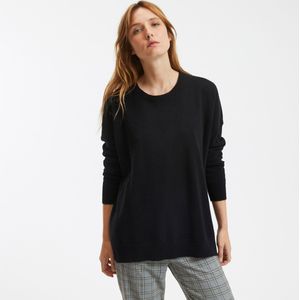 Trui in kasjmier,ronde hals, los volume LA REDOUTE COLLECTIONS. Kasjmier materiaal. Maten M. Zwart kleur