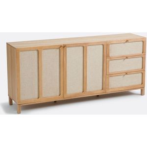Esmara - Buffetkast - Getint Eik / Linnen - Essenhout - Vintage Ontwerp