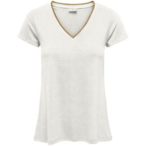 T-shirt met korte mouwen, goudkleurig biesje JDY. Polyester materiaal. Maten L. Wit kleur