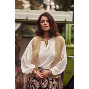 Mouwloos gebreid V-hals vest MARVIA LA PETITE ETOILE. Acryl materiaal. Maten 1(S). Beige kleur