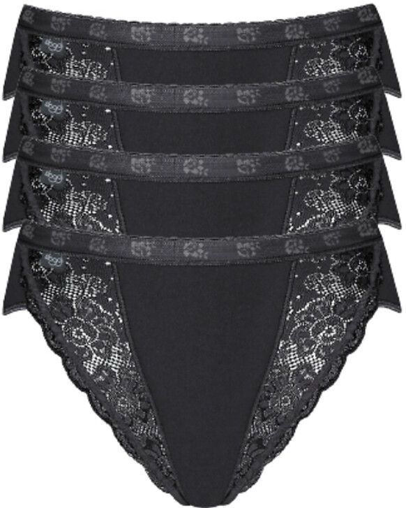 Hoog uitgesneden slip Chic (set van 4) SLOGGI. Katoen materiaal. Maten 40 FR - 38 EU. Zwart kleur