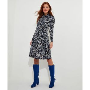 Gebloemde jurk met ritssluiting vooraan JOE BROWNS. Viscose materiaal. Maten 36 FR - 34 EU. Blauw kleur