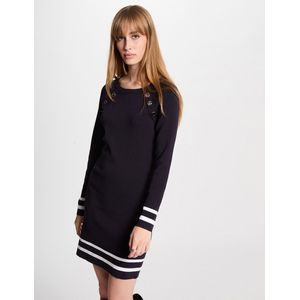 Korte aansluitende jurk in tricot MORGAN. Viscose materiaal. Maten L. Blauw kleur