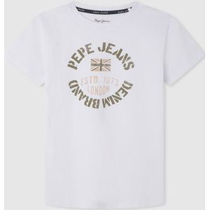 T-shirt met korte mouwen PEPE JEANS. Katoen materiaal. Maten 16 jaar - 174 cm. Wit kleur