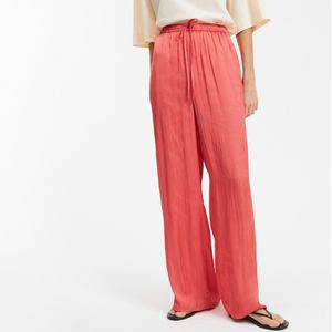 Wijde, vloeiend vallende broek met elastische tailleband LA REDOUTE COLLECTIONS. Polyester materiaal. Maten XL. Oranje kleur