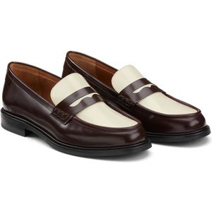 Tweekleurige leren loafers, Signature SIBYLLE LA REDOUTE COLLECTIONS. Leer materiaal. Maten 42. Rood kleur