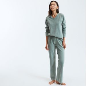 Pyjama in fluweel LA REDOUTE COLLECTIONS. Katoen materiaal. Maten 42/44 FR - 40/42 EU. Groen kleur