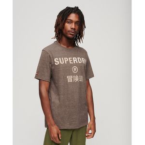 T-shirt met ronde hals en logo SUPERDRY. Katoen materiaal. Maten L. Kastanje kleur