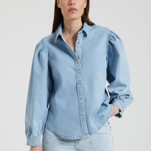 Jeanshemd ONLY PETITE. Katoen materiaal. Maten 38 FR - 36 EU. Blauw kleur