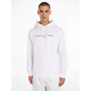 Rechte hoodie linear logo TOMMY JEANS. Katoen materiaal. Maten XL. Wit kleur