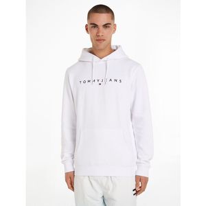 Rechte hoodie linear logo TOMMY JEANS. Katoen materiaal. Maten M. Wit kleur