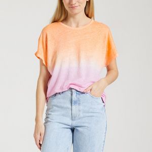 T-shirt in linnen, korte mouwen, tie&dye HAMERIK DES PETITS HAUTS. Linnen materiaal. Maten 1(S). Oranje kleur