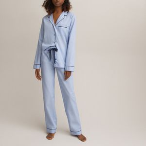 Pyjama met chambray effect, Signature LA REDOUTE COLLECTIONS. Katoen materiaal. Maten 50 FR - 48 EU. Blauw kleur