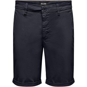 Rechte chino short in twill Peter ONLY & SONS. Katoen materiaal. Maten S. Blauw kleur