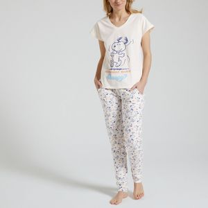 Pyjama met korte mouwen Snoopy SNOOPY. Jersey materiaal. Maten M. Beige kleur