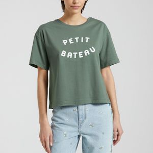 T-shirt De boxy PETIT BATEAU. Katoen materiaal. Maten S. Groen kleur