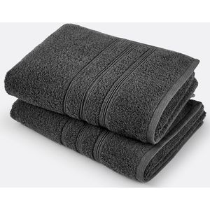 Ismo - Handdoek - Antraciet Grijs - Biologisch Katoen - Set van 2