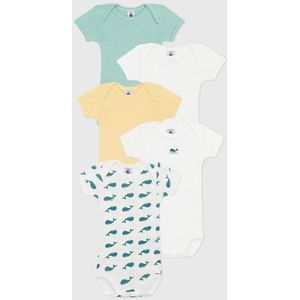 Set van 5 rompertjes met korte mouwen PETIT BATEAU. Katoen materiaal. Maten 3 mnd - 60 cm. Multicolor kleur