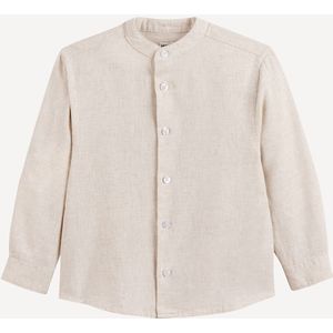Shirt met Maokraag, katoen/linnen LA REDOUTE COLLECTIONS. Katoenlinnen materiaal. Maten 2 jaar - 86 cm. Beige kleur