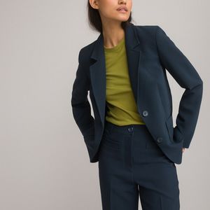 Blazerjasje, getailleerd LA REDOUTE COLLECTIONS. Polyester materiaal. Maten 38 FR - 36 EU. Blauw kleur