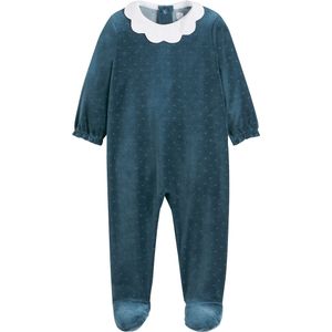 Pyjama in fluweel, fantasie kraag LA REDOUTE COLLECTIONS. Fluweel materiaal. Maten 9 mnd - 71 cm. Blauw kleur