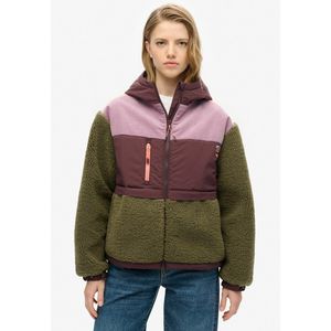 Jas met kap, in sherpa SUPERDRY. Polyester materiaal. Maten 42 FR - 40 EU. Groen kleur