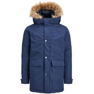 Lange parka met kap JACK & JONES JUNIOR. Polyester materiaal. Maten 10 jaar - 138 cm. Blauw kleur