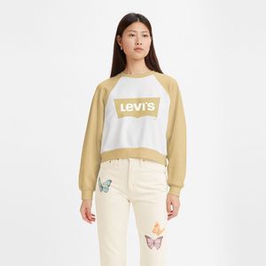 Cropped sweater, logo vooraan LEVI'S. Katoen materiaal. Maten L. Wit kleur