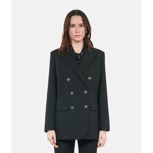 Blazerjasje met lange mouwen en knoopsluiting THE KOOPLES. Wol materiaal. Maten 40 FR - 38 EU. Zwart kleur