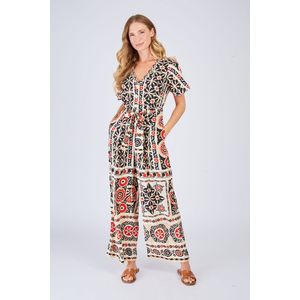 Lange jumpsuit YASNA DERHY. Viscose materiaal. Maten L. Rood kleur