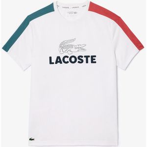 Sport T-shirt met ronde hals en logo LACOSTE. Polyester materiaal. Maten L. Wit kleur