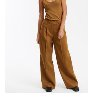 Wijde linnen broek, Signature Josepha LA REDOUTE COLLECTIONS. Linnen materiaal. Maten 48 FR - 46 EU. Kastanje kleur