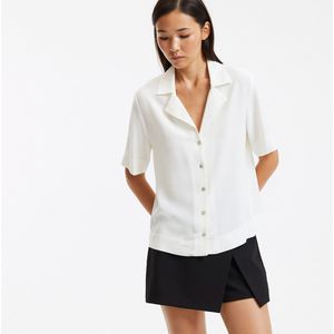 Blouse met reverskraag en korte mouwen LA REDOUTE COLLECTIONS. Viscose materiaal. Maten 42 FR - 40 EU. Wit kleur