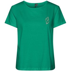 T-shirt met korte mouwen, tekst op de borst VERO MODA. Katoen materiaal. Maten M. Groen kleur