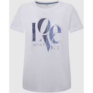 T-shirt met korte mouwen en motief PEPE JEANS. Katoen materiaal. Maten M. Wit kleur